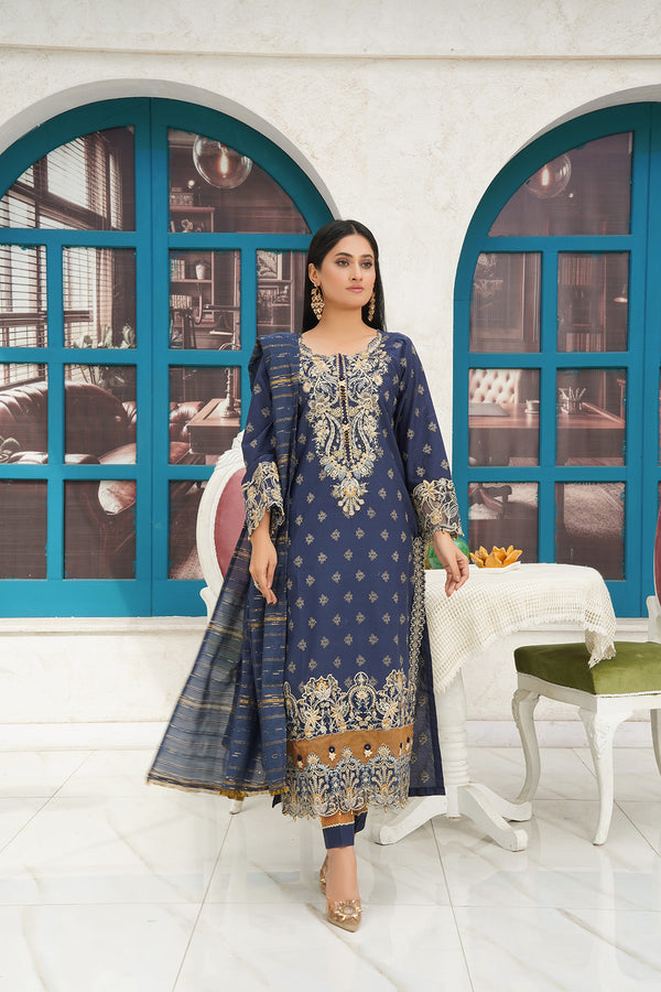 3-PC Casual Embroidered Jacquard