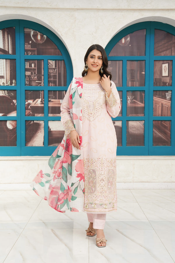 3-PC Casual Embroidered Jacquard