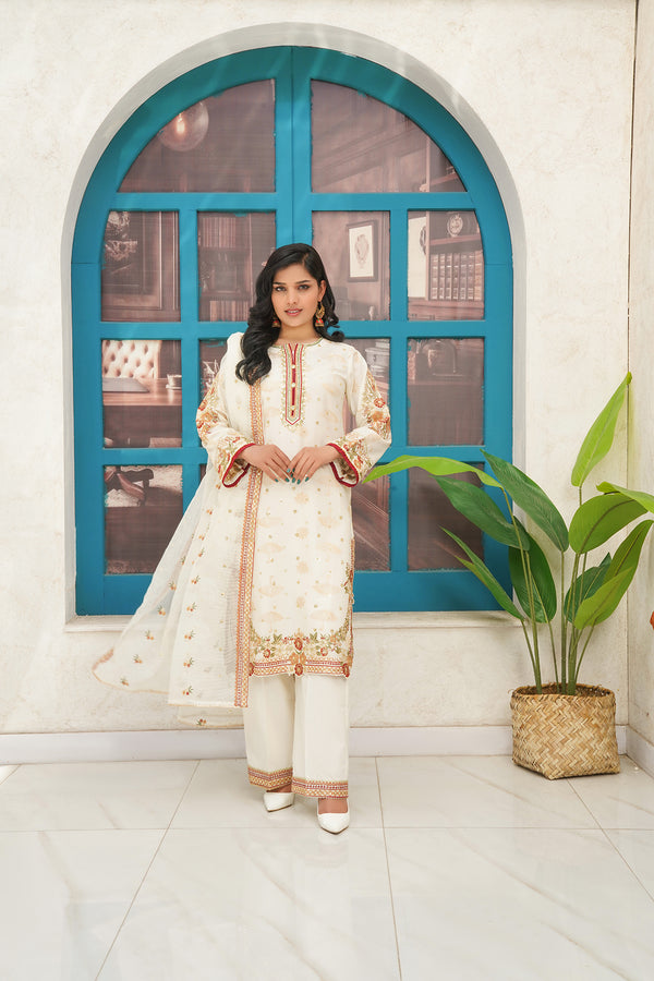 3-PC Casual Embroidered Jacquard