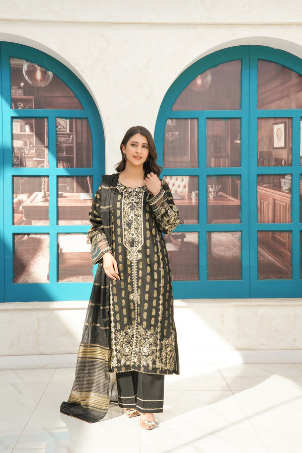 3-PC Casual Embroidered Jacquard