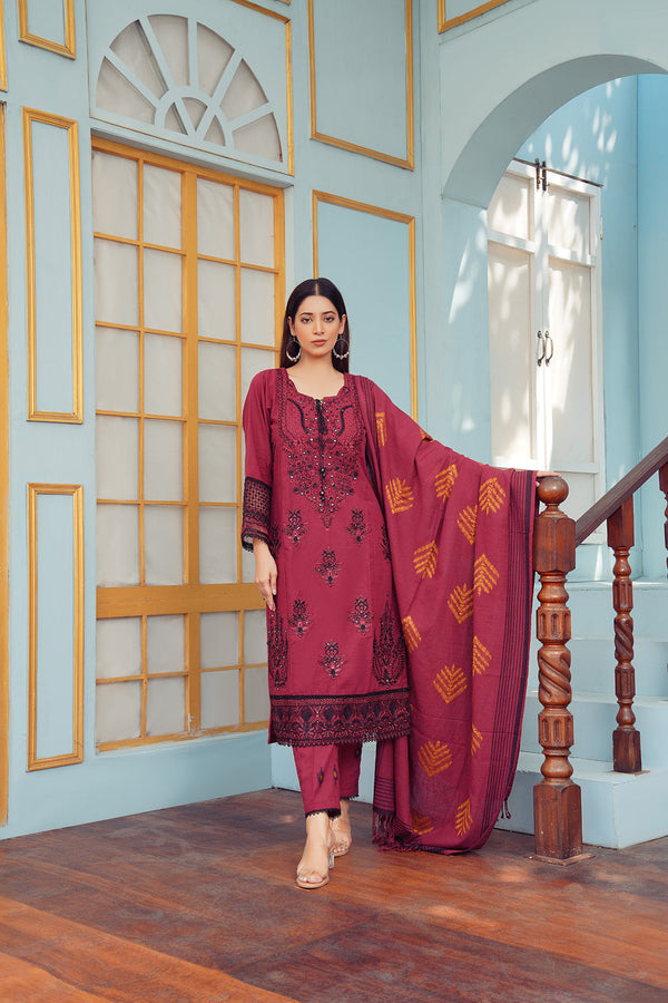 3-PC Embroidered Khaddar