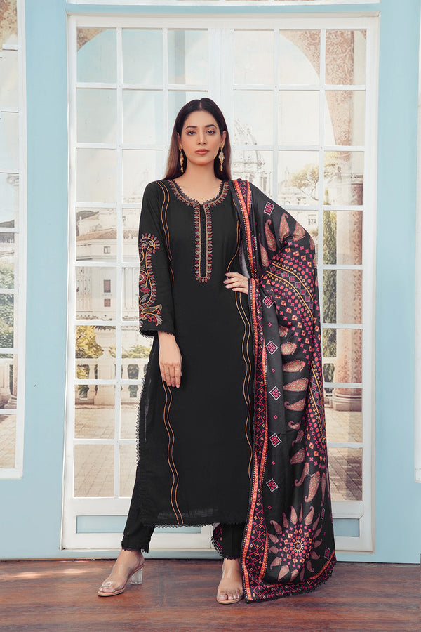 3-PC Casual Embroidered Khaddar