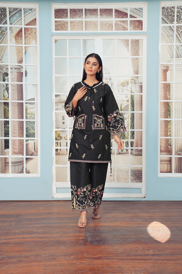 2-PC Casual Embroidered Cambric