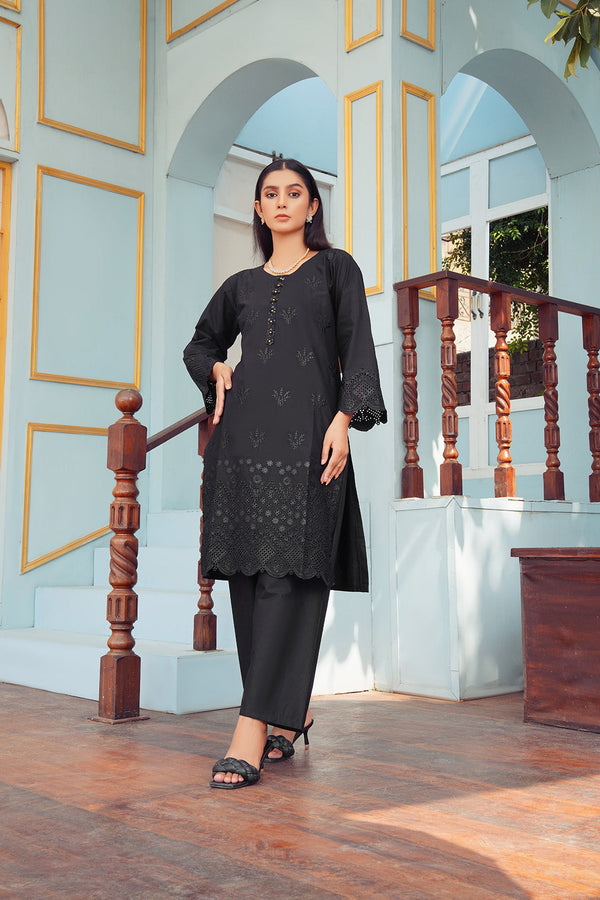 2-PC Casual Embroidered Cambric