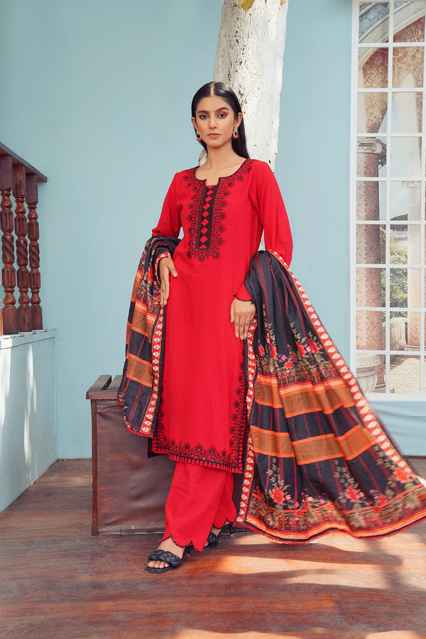 3-PC Casual Embroidered Khaddar